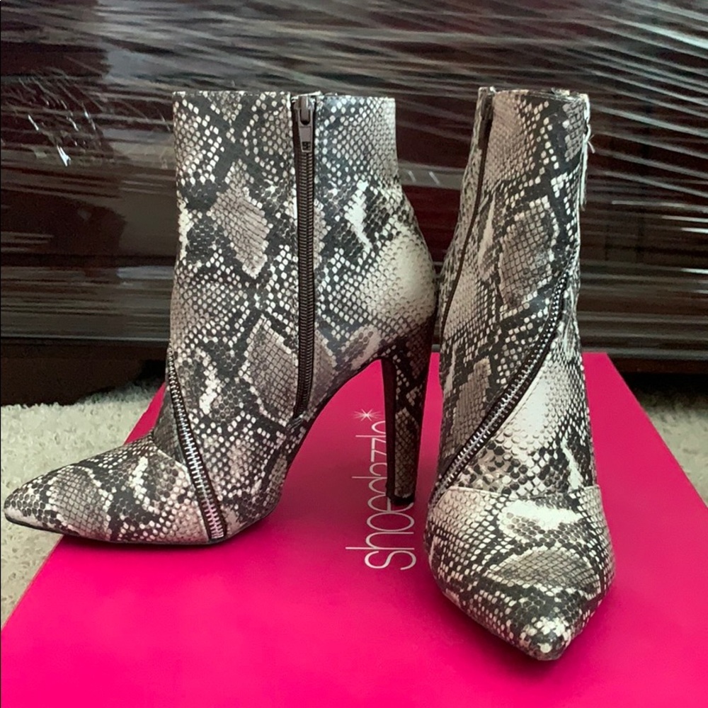 Snake print booties